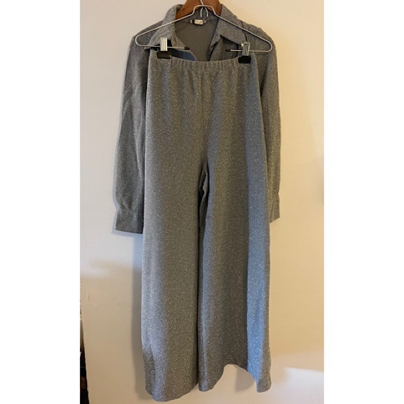 Fred Rothschild Silver Sparkle 70’s Blouse and Pant Set, Size 8 - Picture 4 of 10